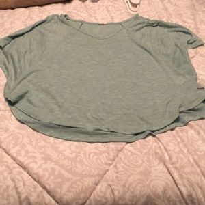 Light blue grey short sleeve flow shirt.